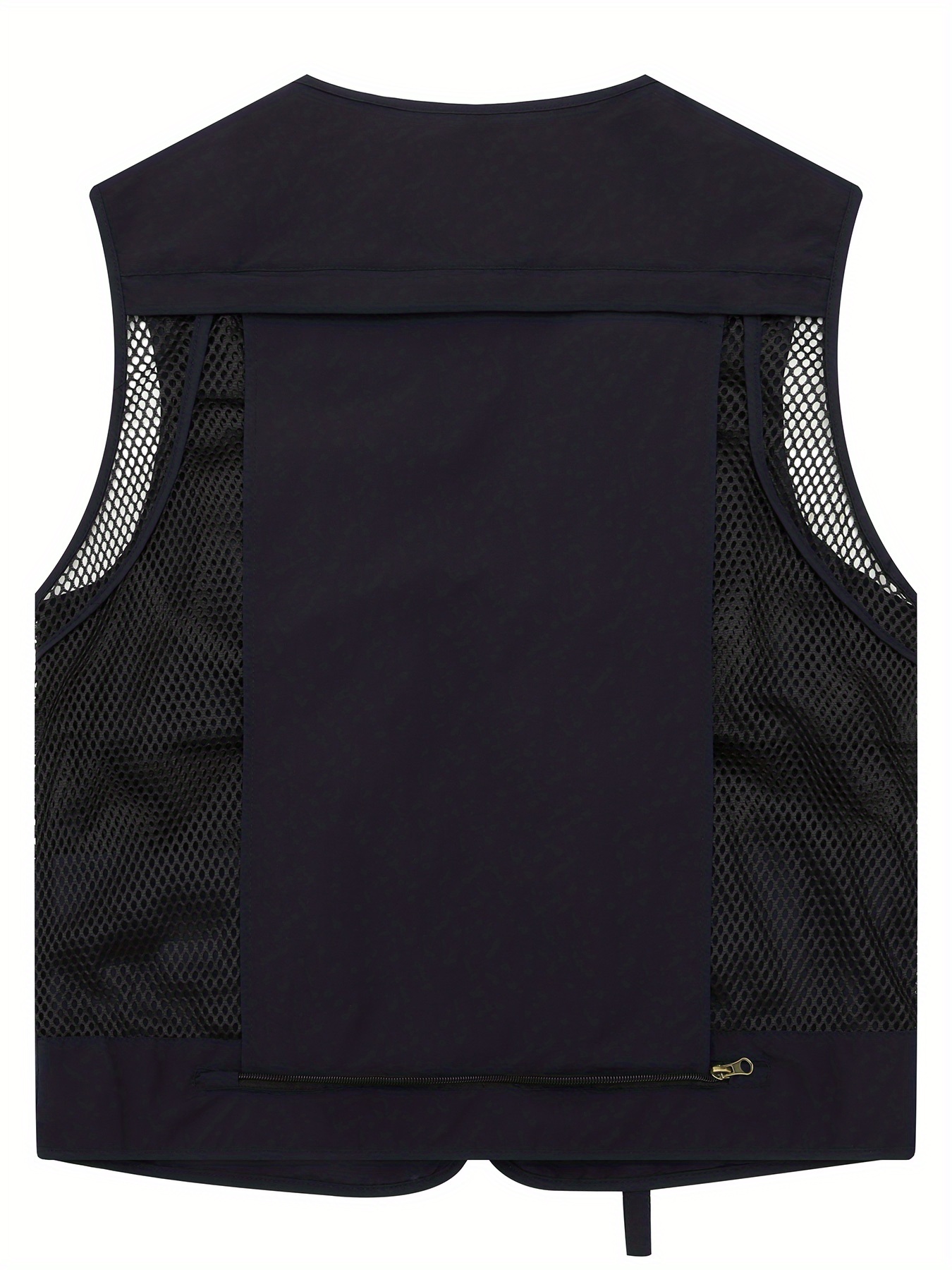Zipper Pockets Cargo Vest, Men's Casual V Neck Zip Up Vest For Spring Summer Outdoor Fishing Photography