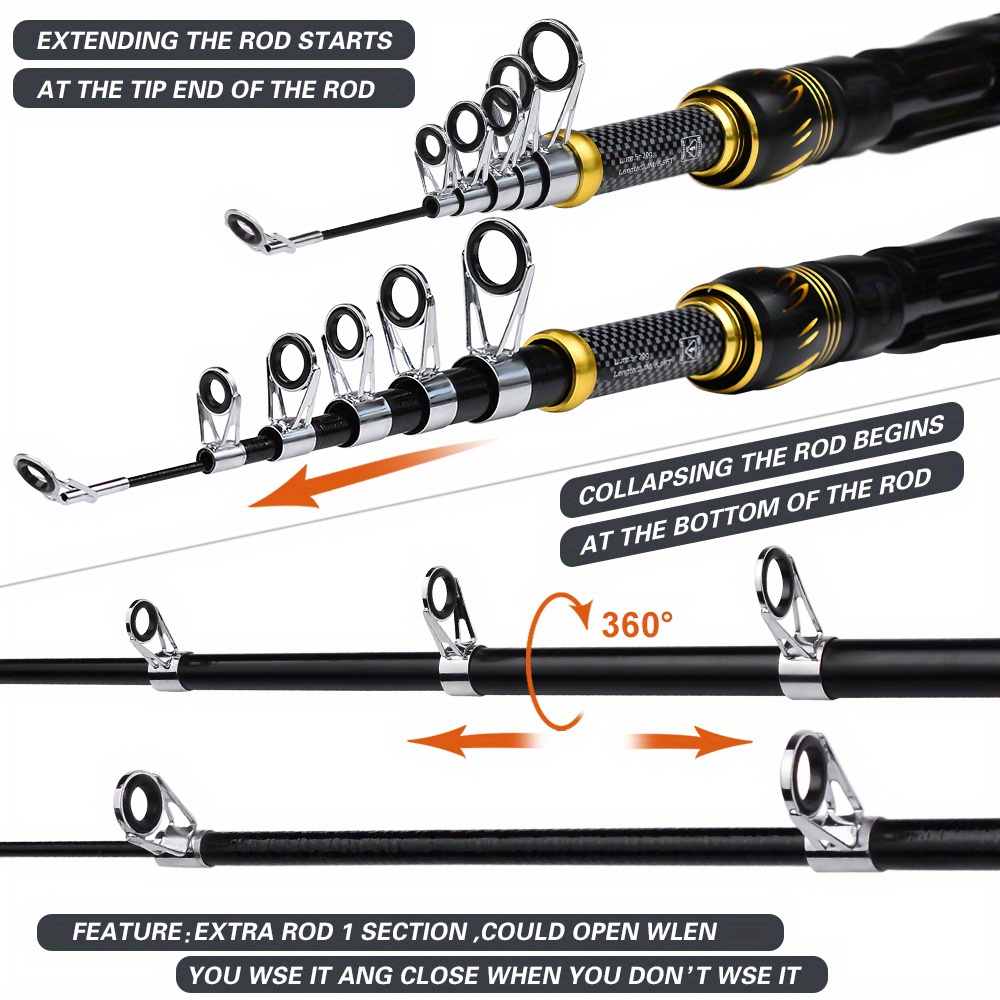 PROBEROS Complete Fishing Kit: 4.9ft-7.9ft Lightweight Glass Steel Spinning Rod & Reel Combo, Colorful Lures, Sinkers, Hooks with Camo Storage Bag - Perfect for Freshwater & Saltwater, Fishing Hooks