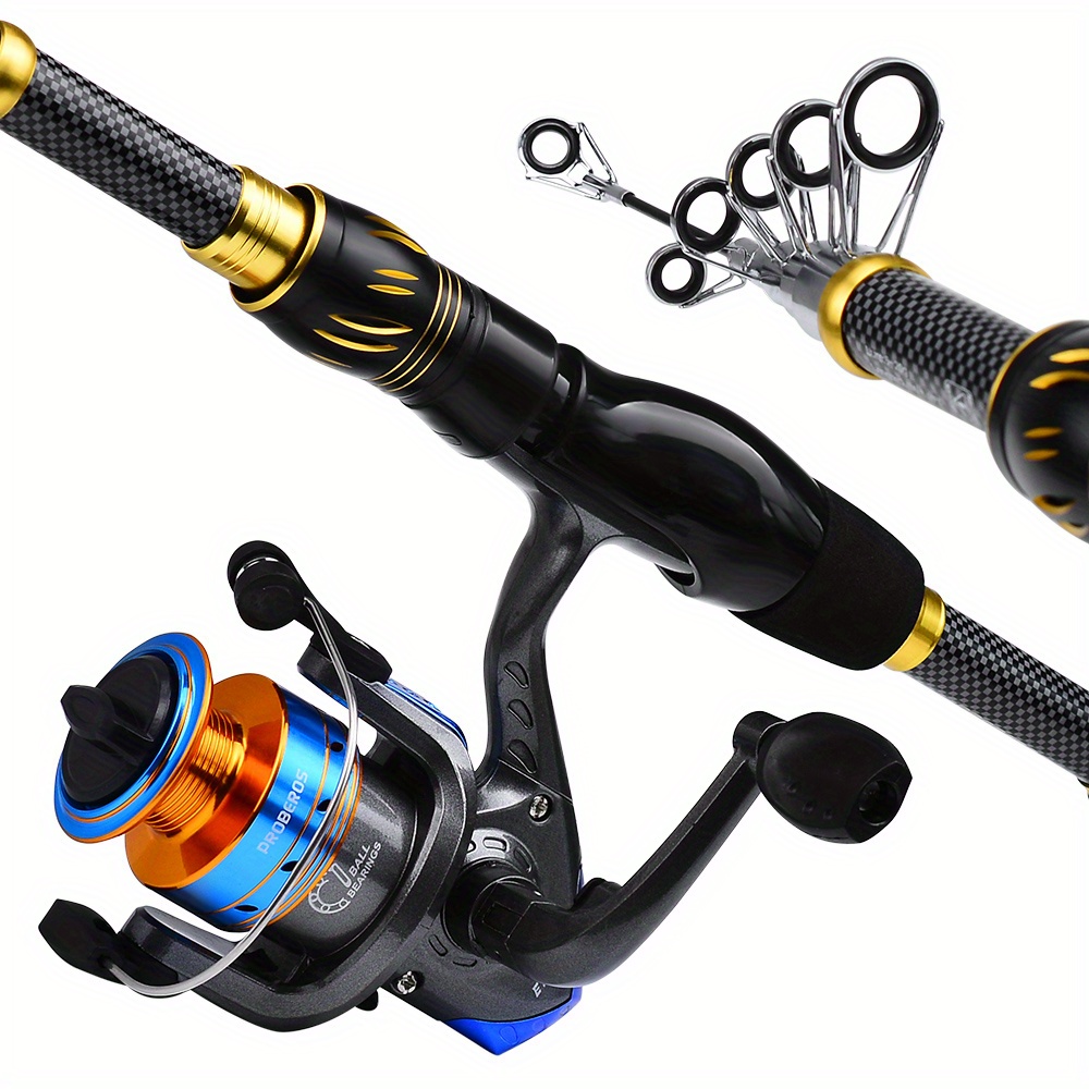 PROBEROS Complete Fishing Kit: 4.9ft-7.9ft Lightweight Glass Steel Spinning Rod & Reel Combo, Colorful Lures, Sinkers, Hooks with Camo Storage Bag - Perfect for Freshwater & Saltwater, Fishing Hooks