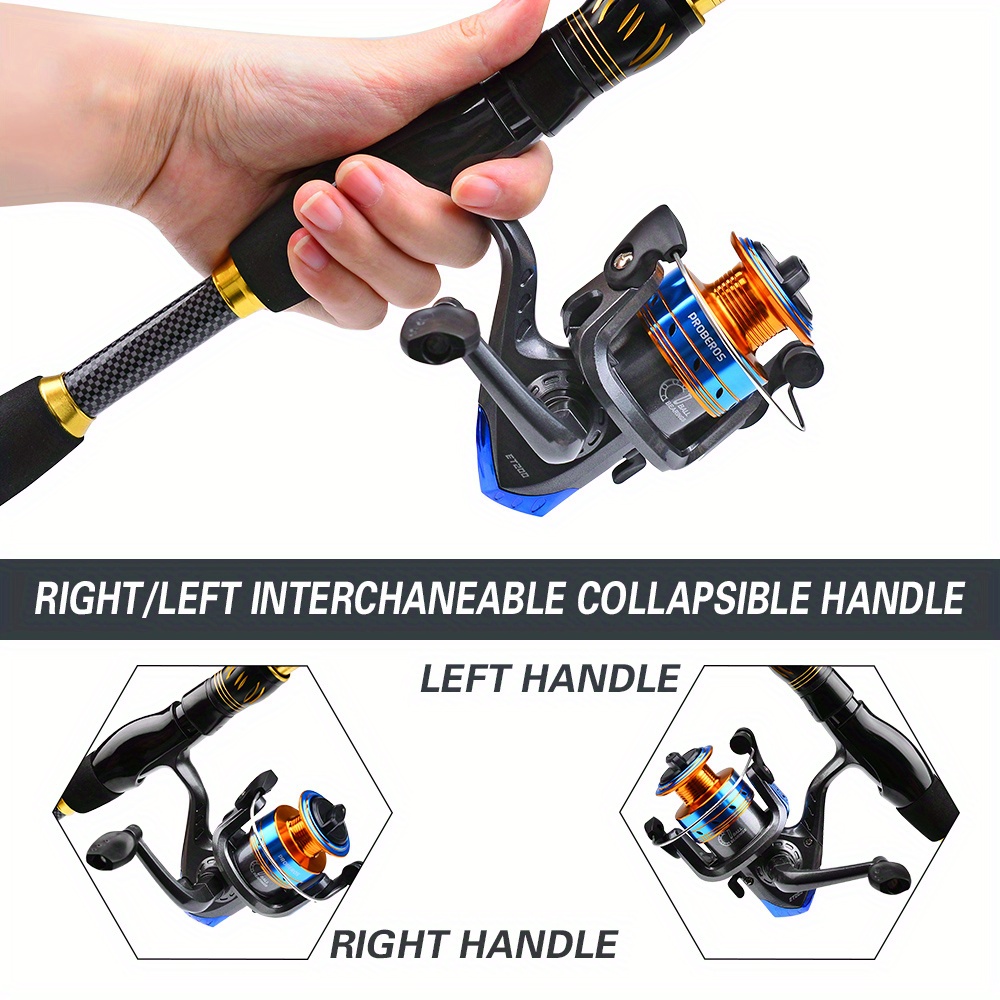 PROBEROS Complete Fishing Kit: 4.9ft-7.9ft Lightweight Glass Steel Spinning Rod & Reel Combo, Colorful Lures, Sinkers, Hooks with Camo Storage Bag - Perfect for Freshwater & Saltwater, Fishing Hooks