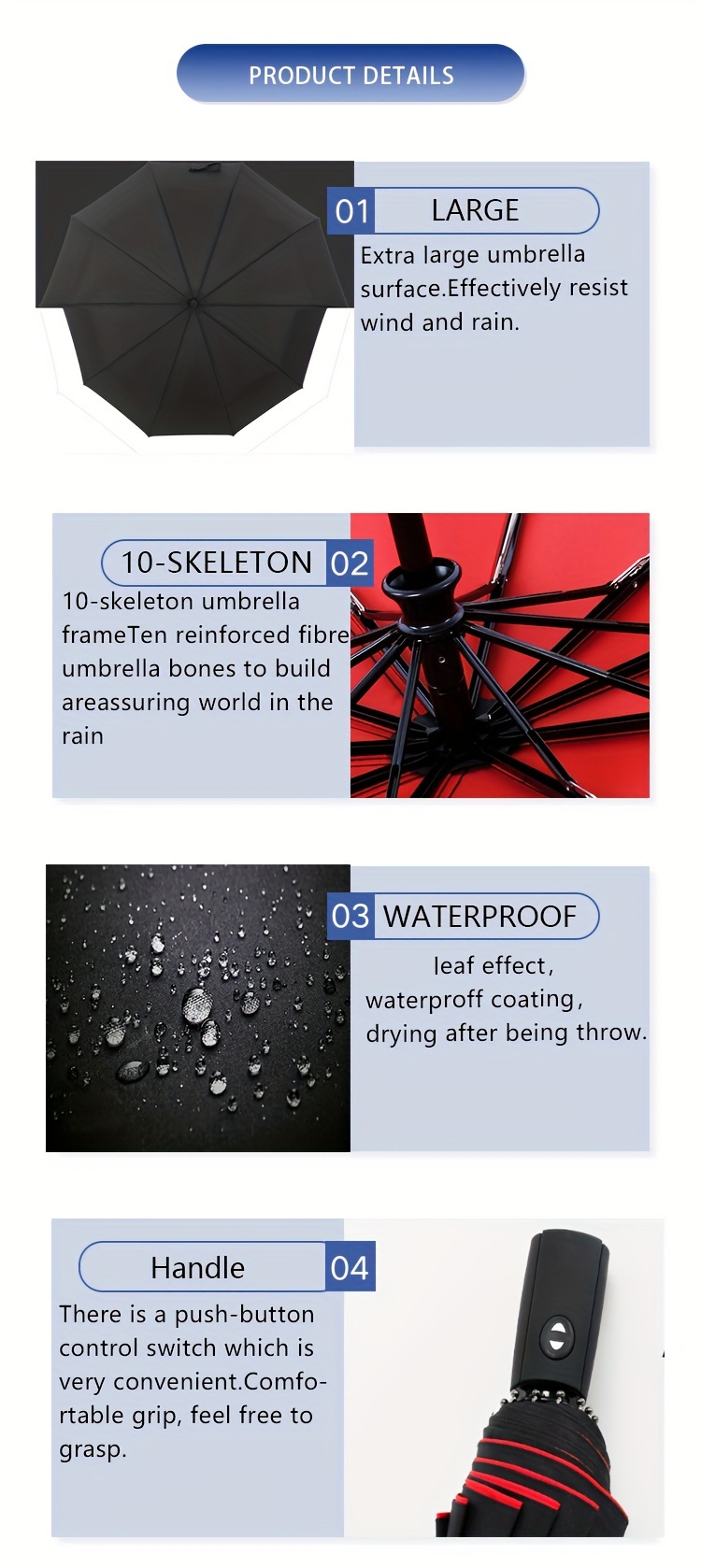 Automatic Open/Close, Windproof Tri-Fold Umbrella - Durable, Thickened Canopy for Enhanced Rain Protection, Ideal for Business Use, Automatic Folding Umbrella