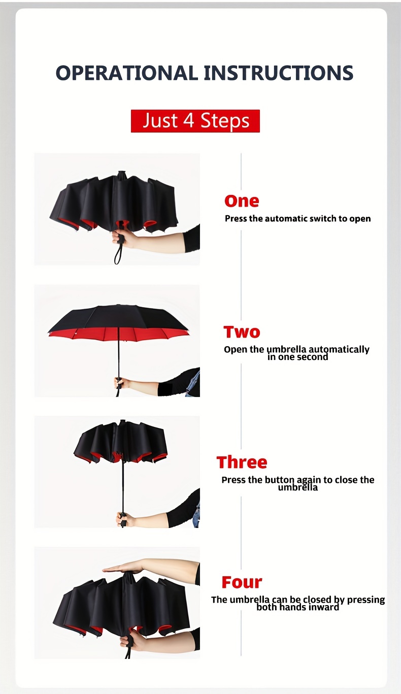 Automatic Open/Close, Windproof Tri-Fold Umbrella - Durable, Thickened Canopy for Enhanced Rain Protection, Ideal for Business Use, Automatic Folding Umbrella