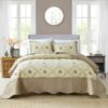 Ultra-Soft & Breathable 3pcs Embroidered Floral Bedspread Set - Includes 1 Bedspread (219.99cm x 240.0cm) and 2 Pillowcases (51.0cm x 70.0cm) - Perfect for Cozy Bedroom or Dorm Decor, Machine Washable Polyester