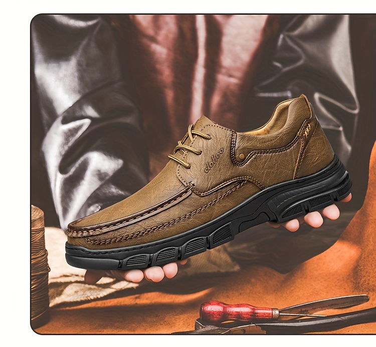 CLOHOO Brand Handmade Shoes with Thick Rubber Soles, Suitable for Business And Casual Wear for Men. Comfortable, Breathable, Lace-Up, Durable, Soft-Soled Casual Shoes for Men.