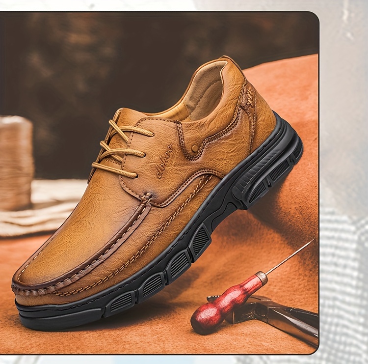 CLOHOO Brand Handmade Shoes with Thick Rubber Soles, Suitable for Business And Casual Wear for Men. Comfortable, Breathable, Lace-Up, Durable, Soft-Soled Casual Shoes for Men.