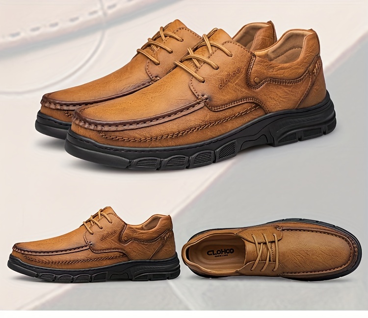CLOHOO Brand Handmade Shoes with Thick Rubber Soles, Suitable for Business And Casual Wear for Men. Comfortable, Breathable, Lace-Up, Durable, Soft-Soled Casual Shoes for Men.