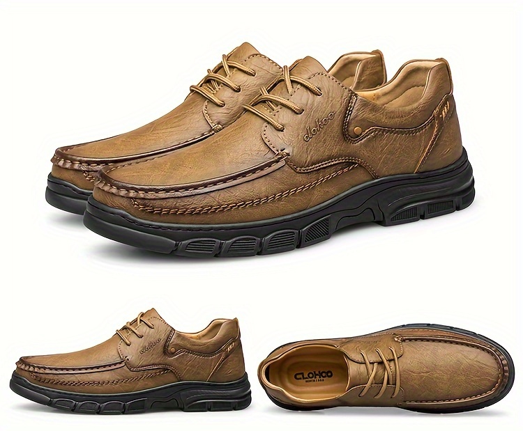 CLOHOO Brand Handmade Shoes with Thick Rubber Soles, Suitable for Business And Casual Wear for Men. Comfortable, Breathable, Lace-Up, Durable, Soft-Soled Casual Shoes for Men.