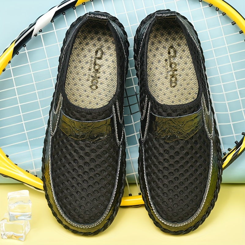 CLOHOO Men's Solid Casual Mesh Loafers, Breathable Non Slip Slip On Shoes For Outdoor Walking And Driving, Spring Summer And Autumn