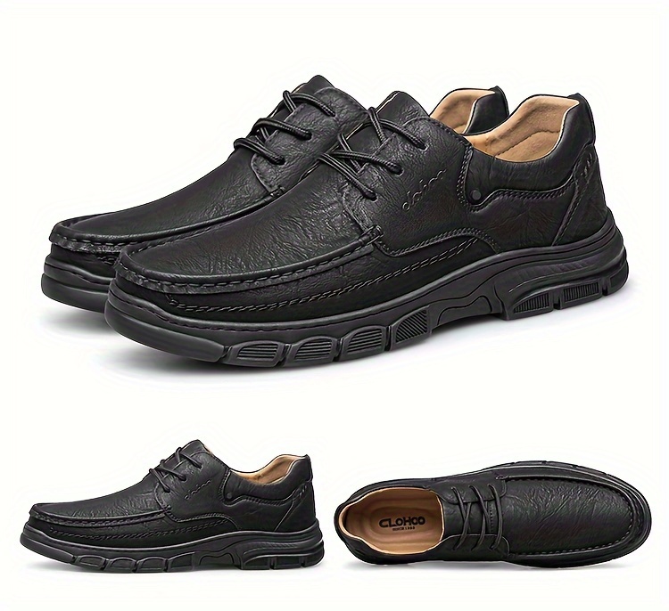CLOHOO Brand Handmade Shoes with Thick Rubber Soles, Suitable for Business And Casual Wear for Men. Comfortable, Breathable, Lace-Up, Durable, Soft-Soled Casual Shoes for Men.