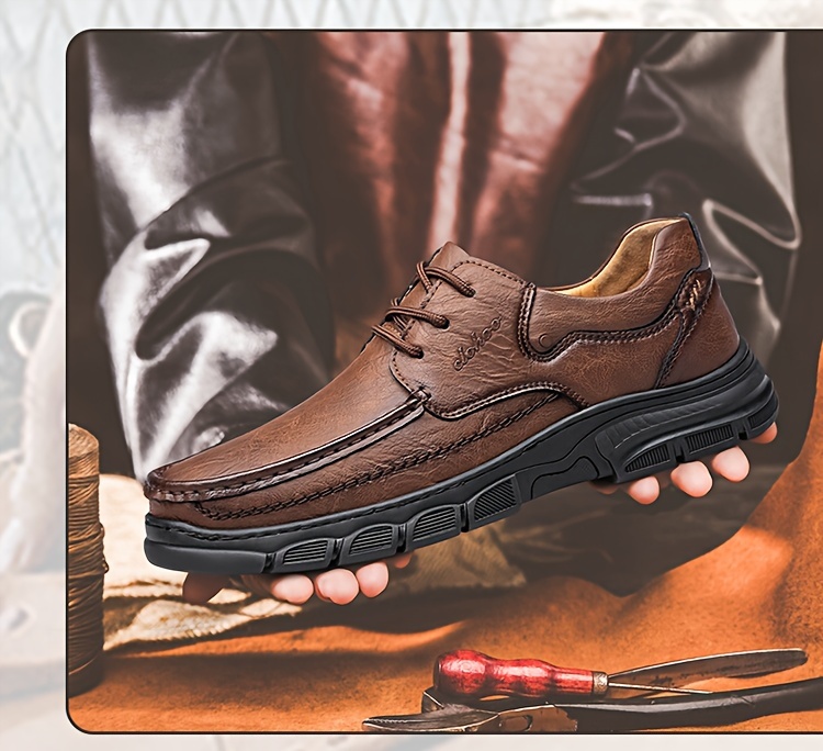 CLOHOO Brand Handmade Shoes with Thick Rubber Soles, Suitable for Business And Casual Wear for Men. Comfortable, Breathable, Lace-Up, Durable, Soft-Soled Casual Shoes for Men.