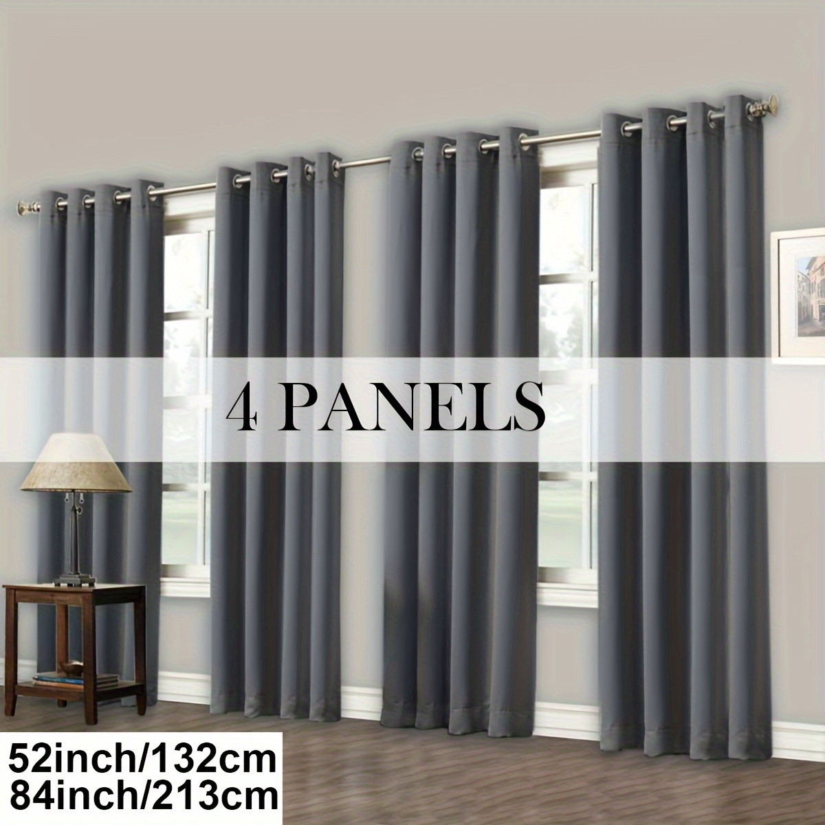 4pcs, Minimalist Blackout Curtains, Covered with Film and Rope Ring, Darkening and Sun Protection Curtains for Bedroom, Study, Living Room, Dining Room, a Set of 4 Panels