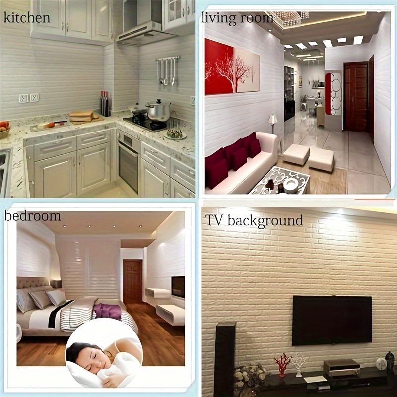 100pcs 3D Textured Wall Tile Stickers - Easy Peel & Stick, Waterproof, Self-Adhesive for DIY Home Decor in Living Room, Bedroom, Kitchen & More, Paper, Gym