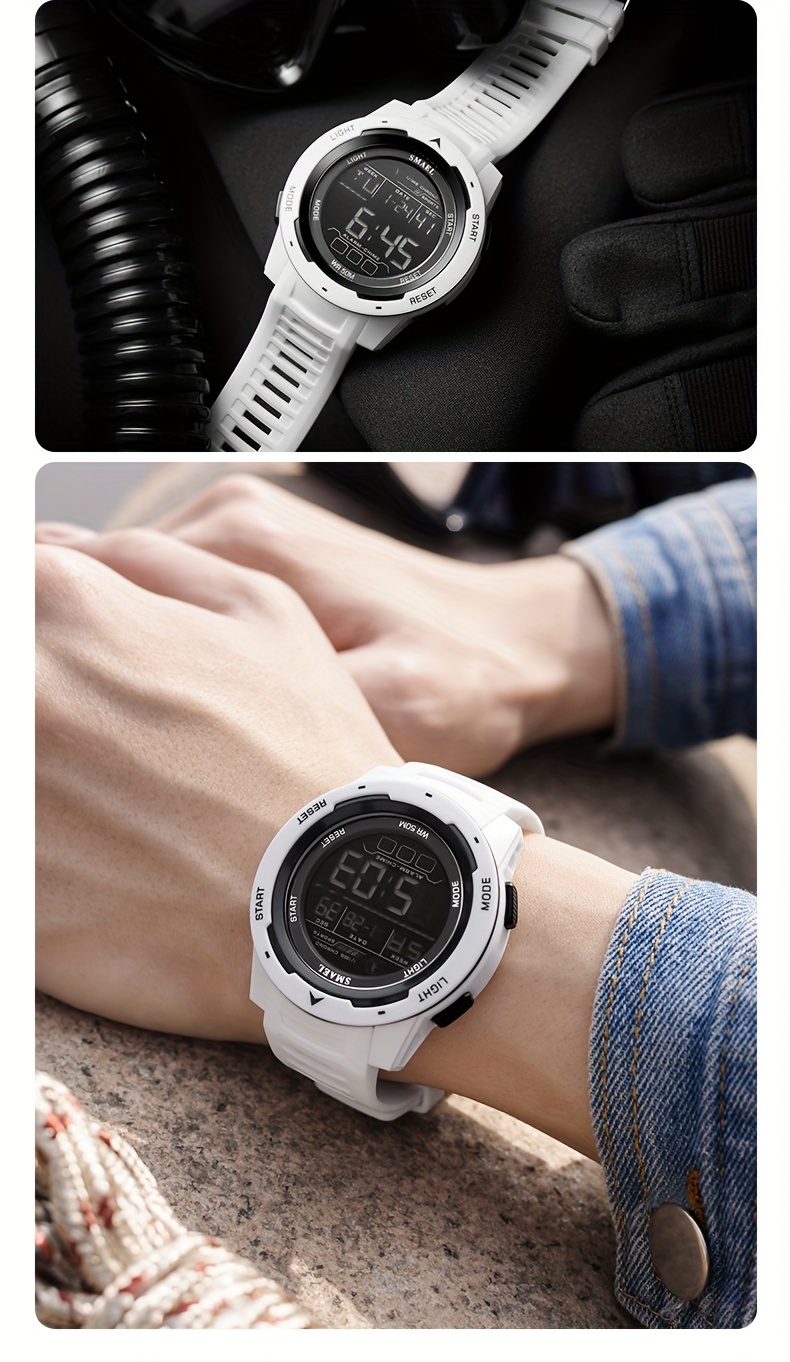 Men's Watch LED Luminous Outdoor Sports 1968.5inch Tactical Military Digital Watch Shockproof Alarm Clock