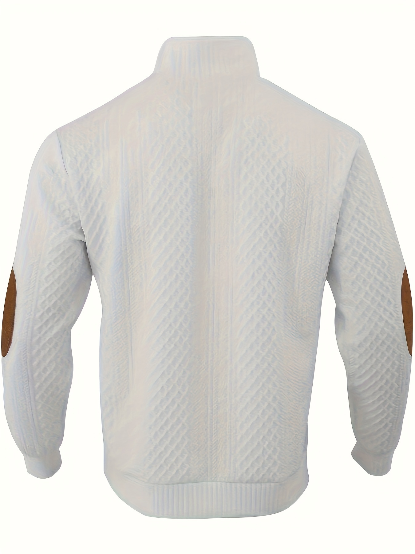 Men's Classic Cable Knit Sweater - Beige Stand Collar Pullover with Button Detail, Long Sleeve Casual Top for Fall/Winter