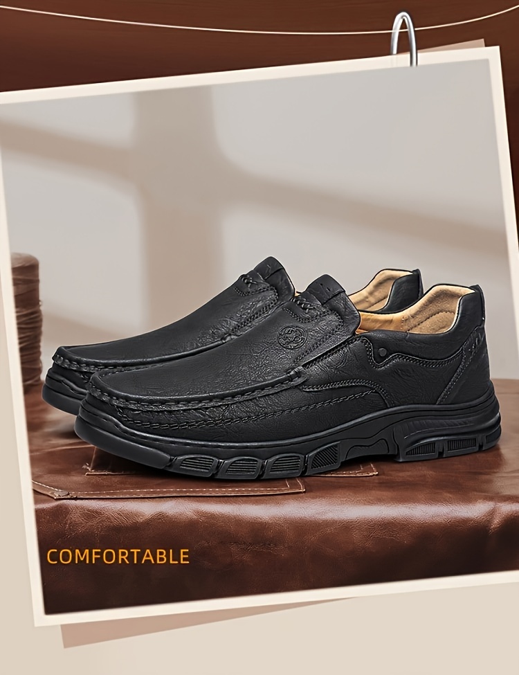 CLOHOO Men's Casual Slip-On Loafers - Fashion Minimalist All-Season Shoes with PU Upper & Lining, Rubber Sole, Round Toe Cap for Hiking, Outdoor & Daily Wear
