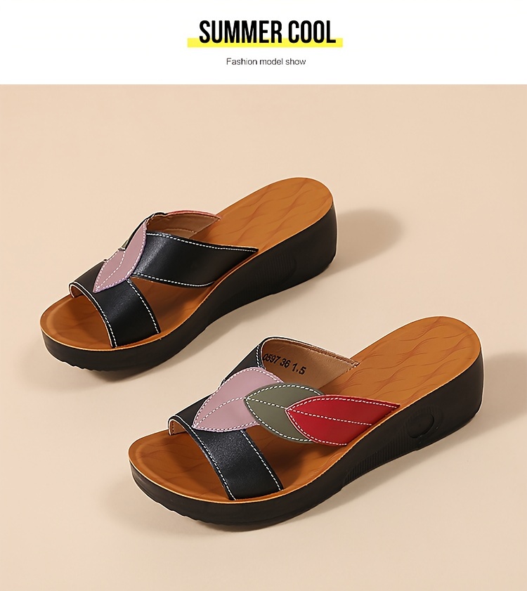 Women's Summer Mary Jane Slip-On Sandals - Thick Non-Slip Sole, Breathable Faux Cover Upper & PU Cushioned Insole - Casual Comfortable Footwear for Beach, Shopping, Errands, Casual Footwear | Playful Design | Synthetic Cover Sandals