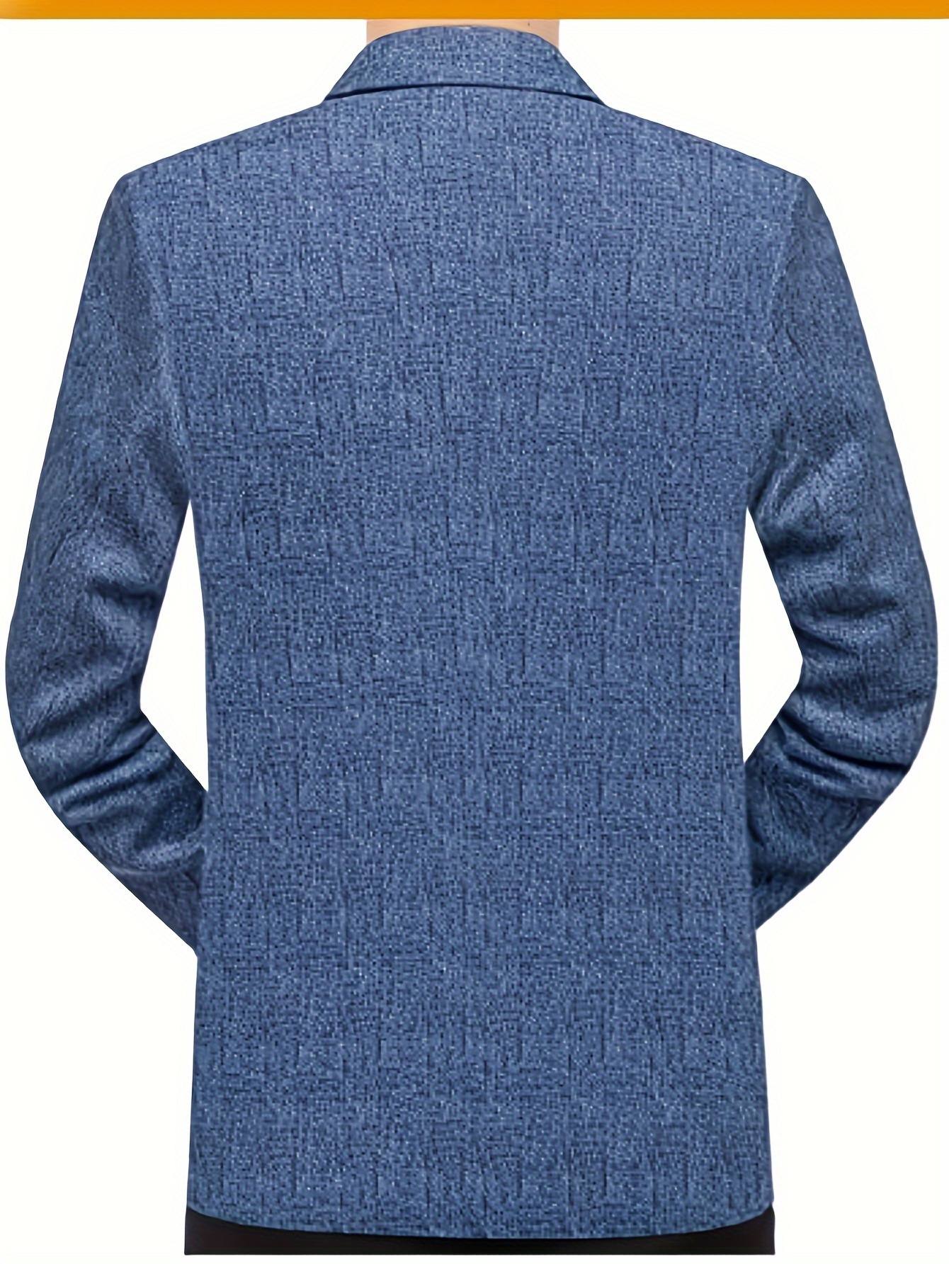 Premium Men's Casual Blazer - Light Blue Polyester Blend Jacket with Notched Lapel, Machine Washable, Spring/Autumn Business & Social Wear