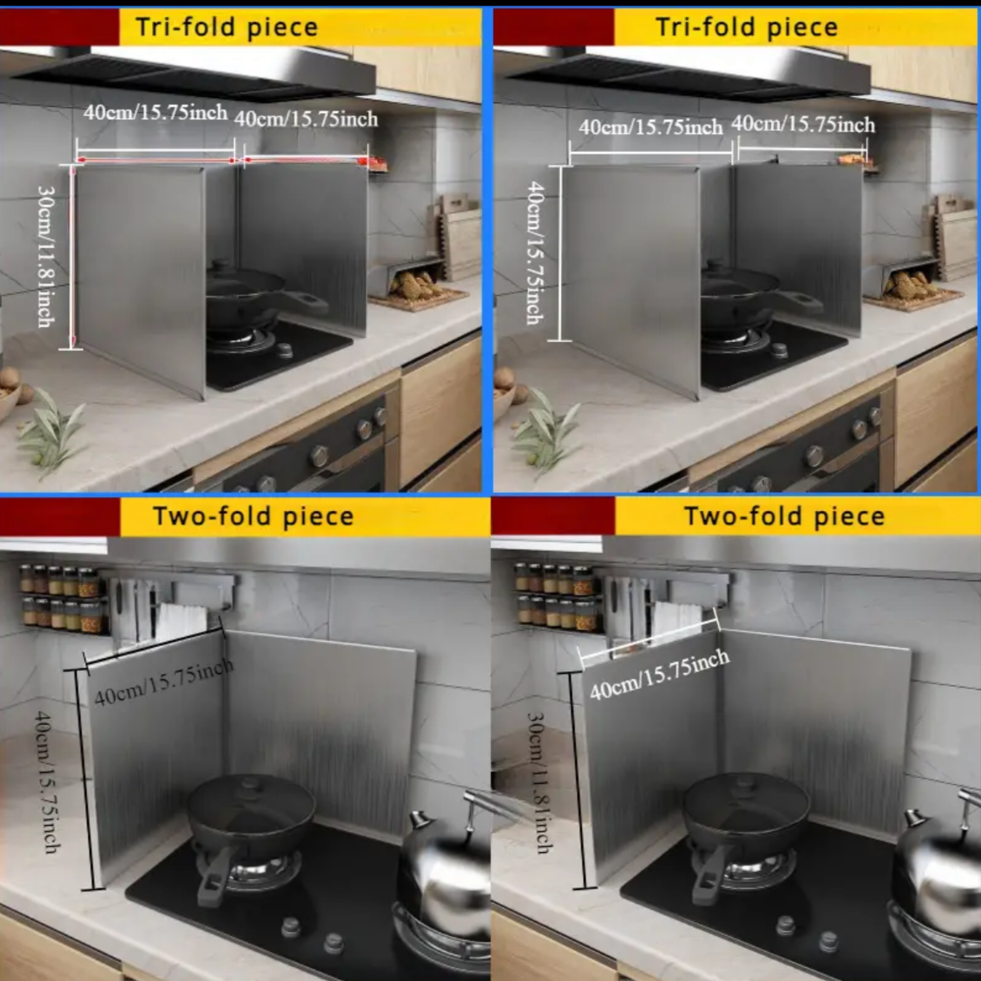Stainless Steel Kitchen Splash Guard - Foldable, Heat-Resistant Cooking Shield with Oil Barrier for Stove Protection
