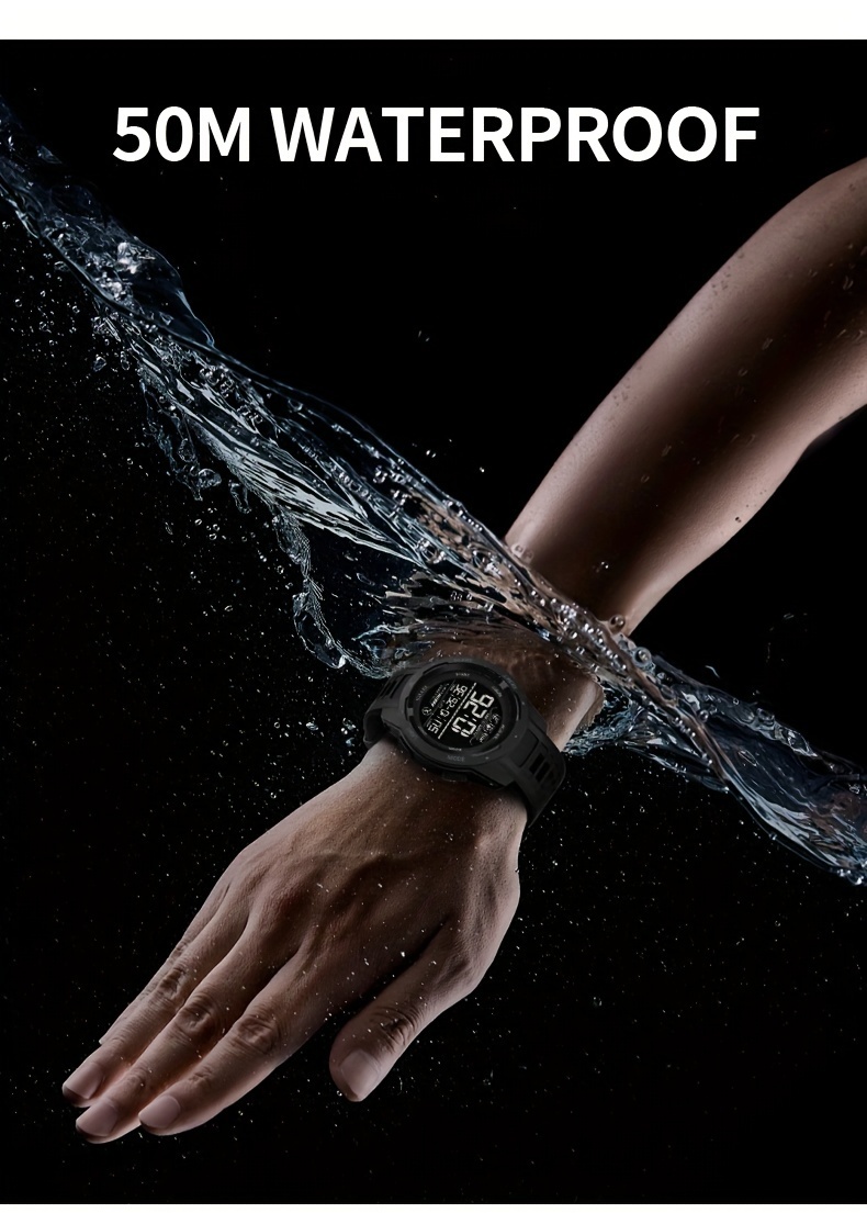 Men's Watch LED Luminous Outdoor Sports 1968.5inch Tactical Military Digital Watch Shockproof Alarm Clock