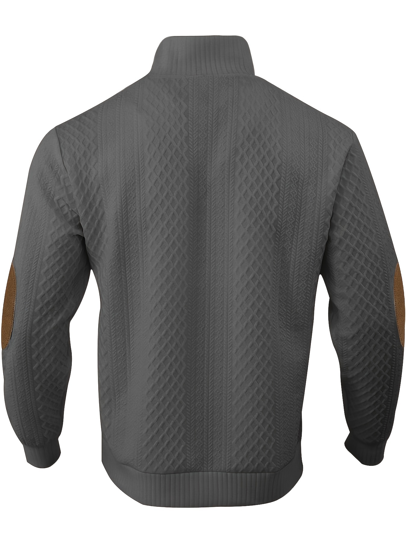 Men's Classic Cable Knit Sweater - Beige Stand Collar Pullover with Button Detail, Long Sleeve Casual Top for Fall/Winter