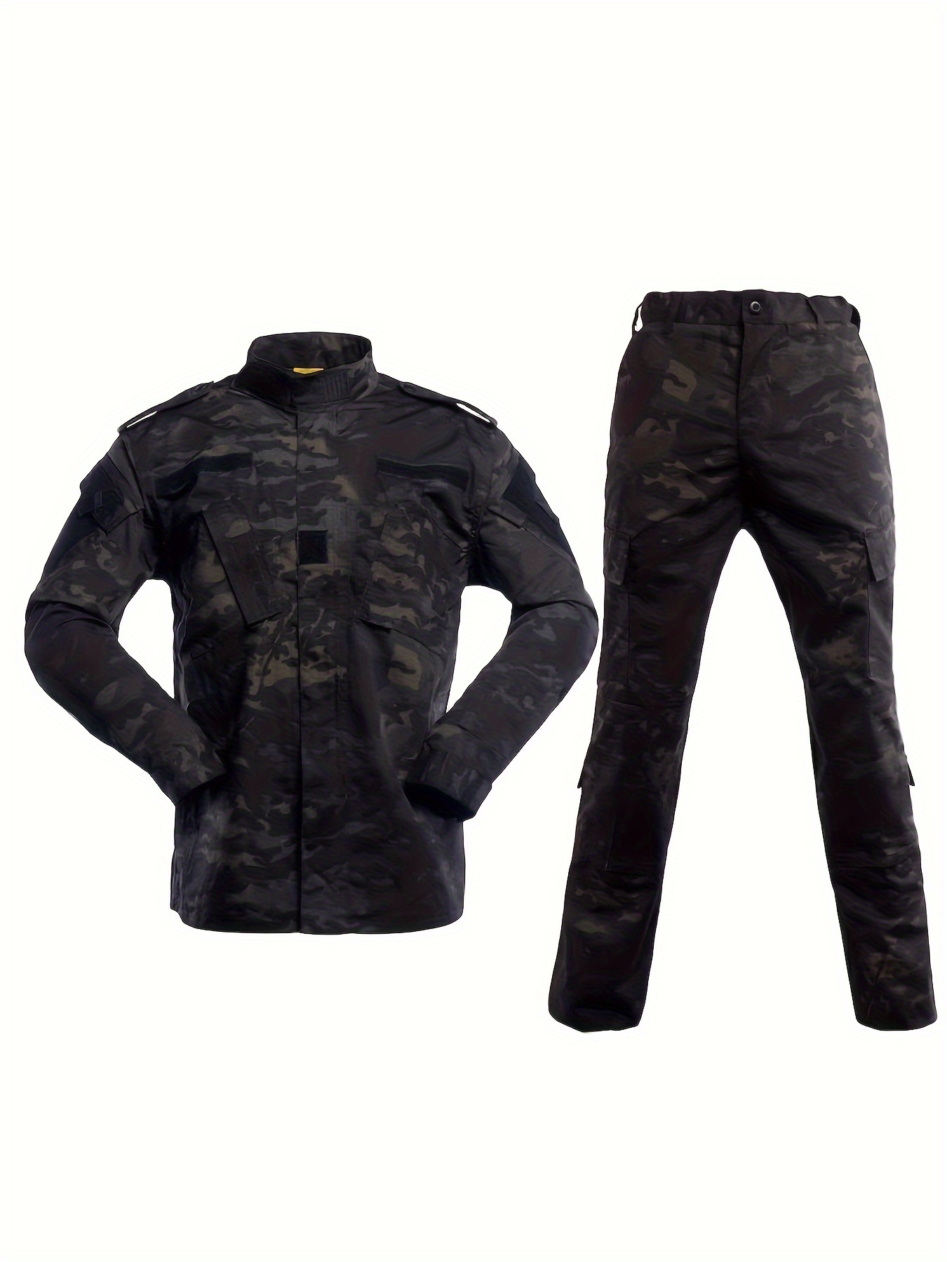 2nd Generation Camo Tactical Training Suit Set - Durable Polyester, Machine Washable, with Zippered Jacket & Cargo Pants, Ideal for Outdoor Activities in Spring/Fall