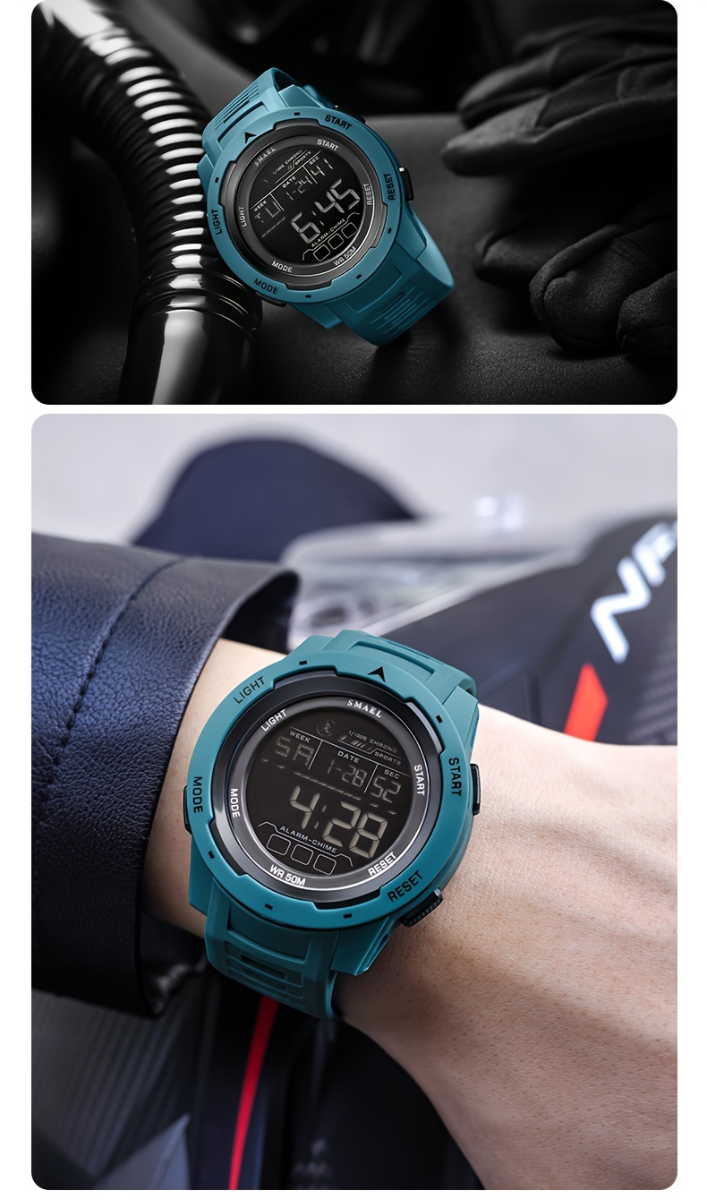 Men's Watch LED Luminous Outdoor Sports 1968.5inch Tactical Military Digital Watch Shockproof Alarm Clock