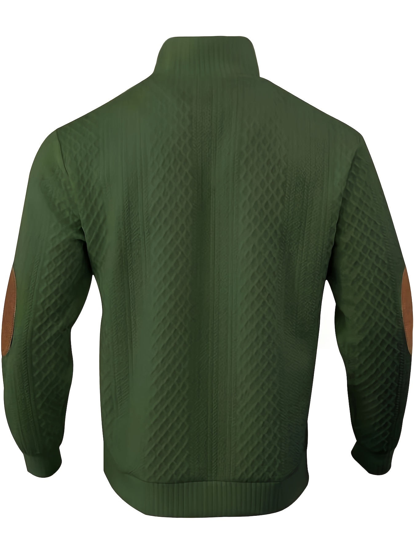 Men's Classic Cable Knit Sweater - Beige Stand Collar Pullover with Button Detail, Long Sleeve Casual Top for Fall/Winter