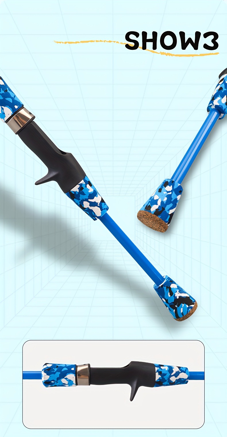 1 Youngsters' Blue Carbon Fiber Fishing Rod Kit - Lightweight, Ambidextrous with Reel, Lures, Hooks, Swivels & Storage Bag - Ideal for Outdoor Camping & Leisure Fishing, Fishing Accessory