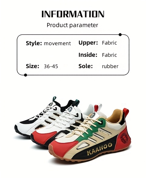 Dulshaeran KAAHOO Unisex Low-Top Casual Sneakers - Lightweight Breathable Mesh & Synthetic, Vibrant Green/Red/Beige/Black Colorway, Round Toe Comfort, Durable Rubber Sole for Spring/Summer Walking & Casual Attire