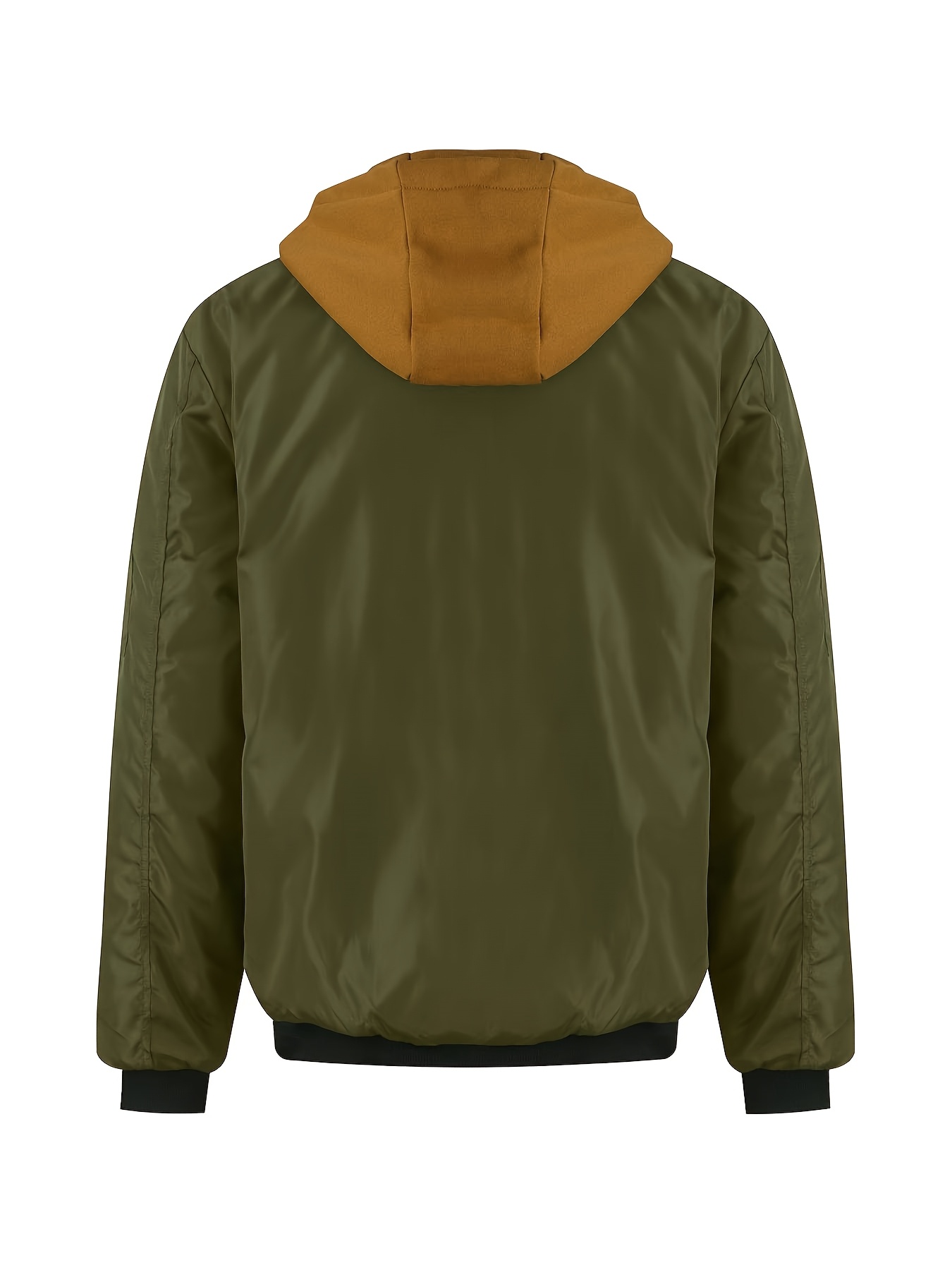 Pearson BOM Men's Fleece-Lined Hooded Jacket - Casual Olive Green Bomber with Zip Detail, Stretch Fabric, Perfect for Outdoor Activities in Fall & Winter, Outdoor Casual Jacket|Stylish Contrast Interior|Polyester Jacket