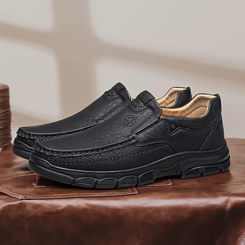 CLOHOO Men's Casual Slip-On Loafers - Fashion Minimalist All-Season Shoes with PU Upper & Lining, Rubber Sole, Round Toe Cap for Hiking, Outdoor & Daily Wear