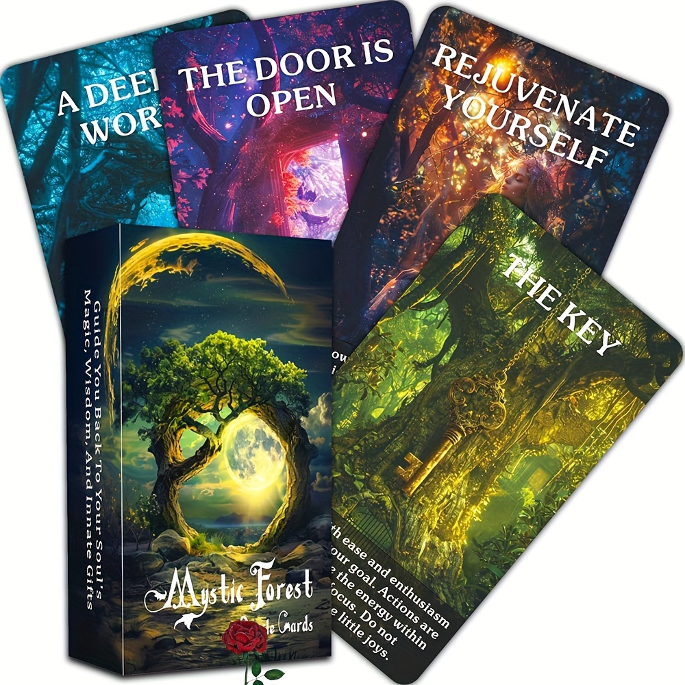 Enchanted Forest Oracle Cards - 56-Card Deck for Beginners, Premium Quality Tarot Cards with Vibrant Artwork & Durable Construction