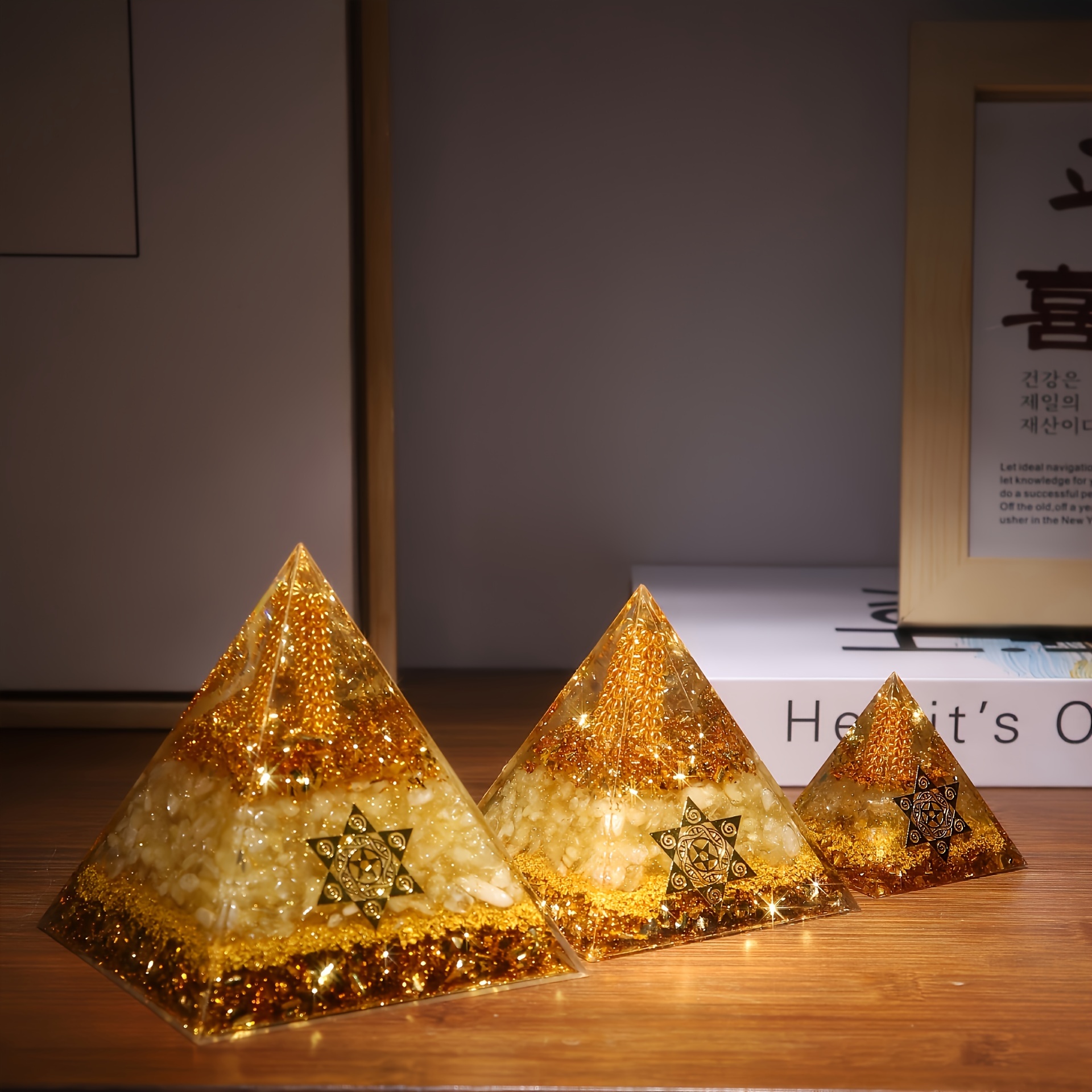 Citrine Wealth Energy Pyramid - Attracts Prosperity & Good Fortune, Perfect for Home & Office Decor, Ideal Gift for Halloween, Christmas, Valentine's, Easter, Mother's Day & Birthdays