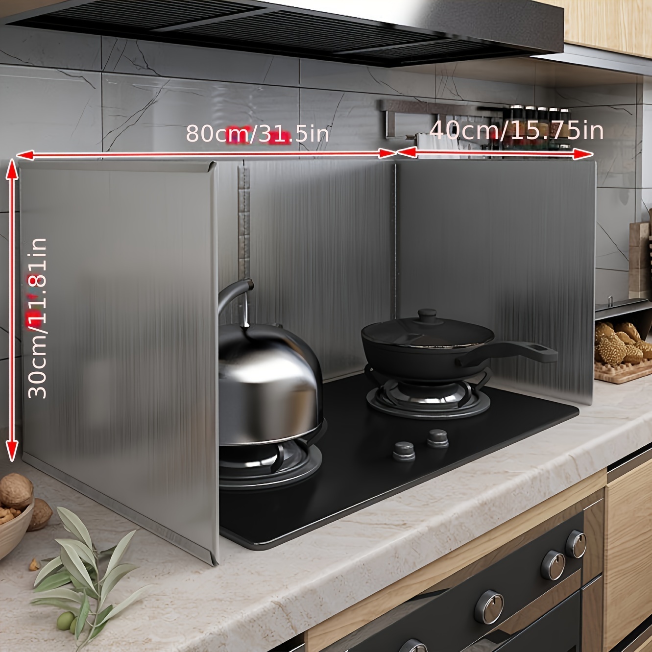 Stainless Steel Kitchen Splash Guard - Foldable, Heat-Resistant Cooking Shield with Oil Barrier for Stove Protection