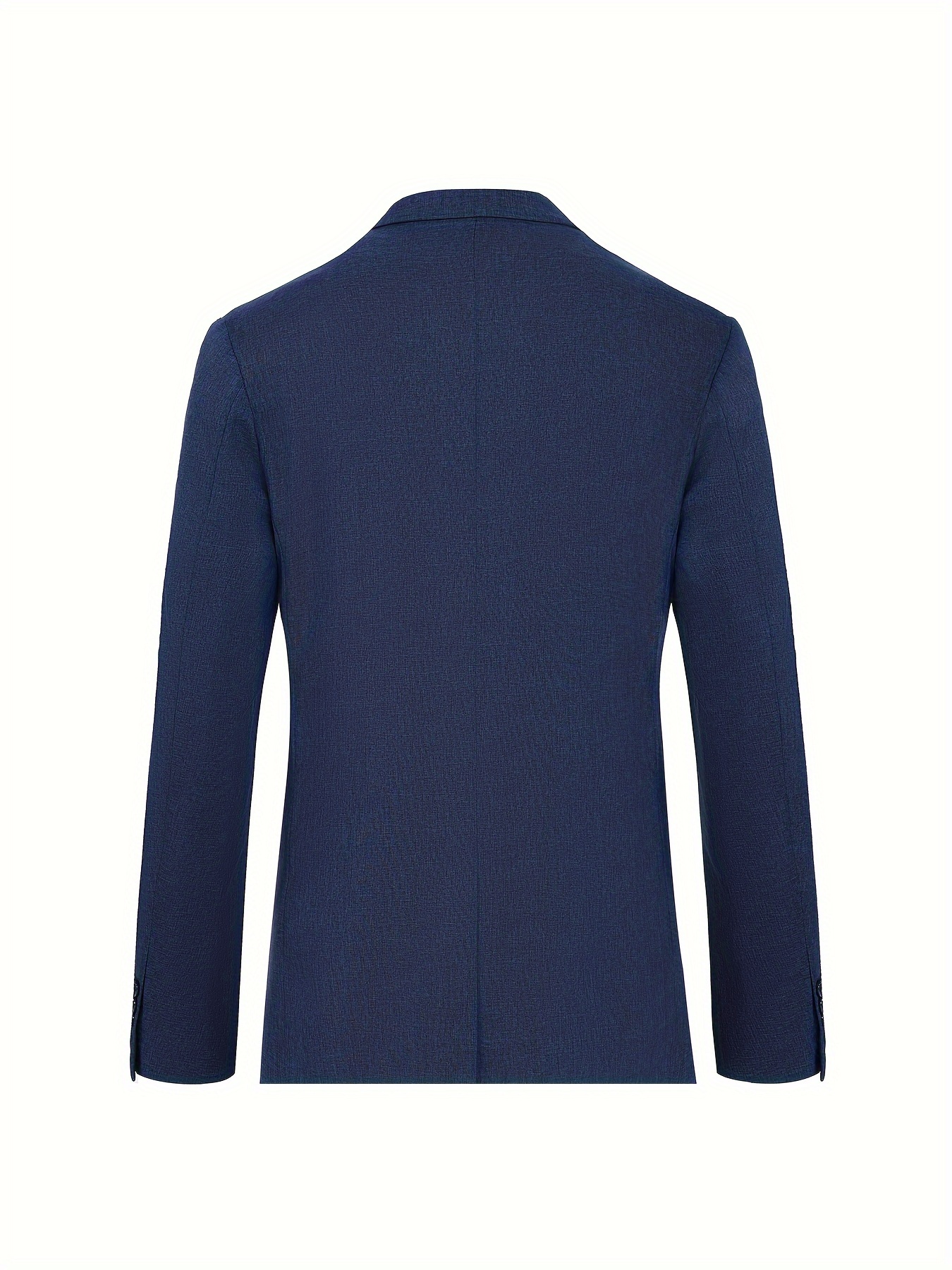 Men's Stylish Royal Blue Polyester Blazer with Lapel Collar & Side Pockets - Perfect for Casual Outings, Weddings, and Business Events