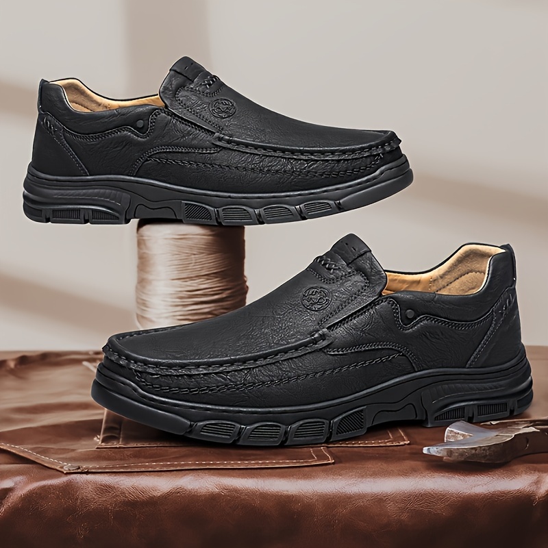 CLOHOO Men's Casual Slip-On Loafers - Fashion Minimalist All-Season Shoes with PU Upper & Lining, Rubber Sole, Round Toe Cap for Hiking, Outdoor & Daily Wear