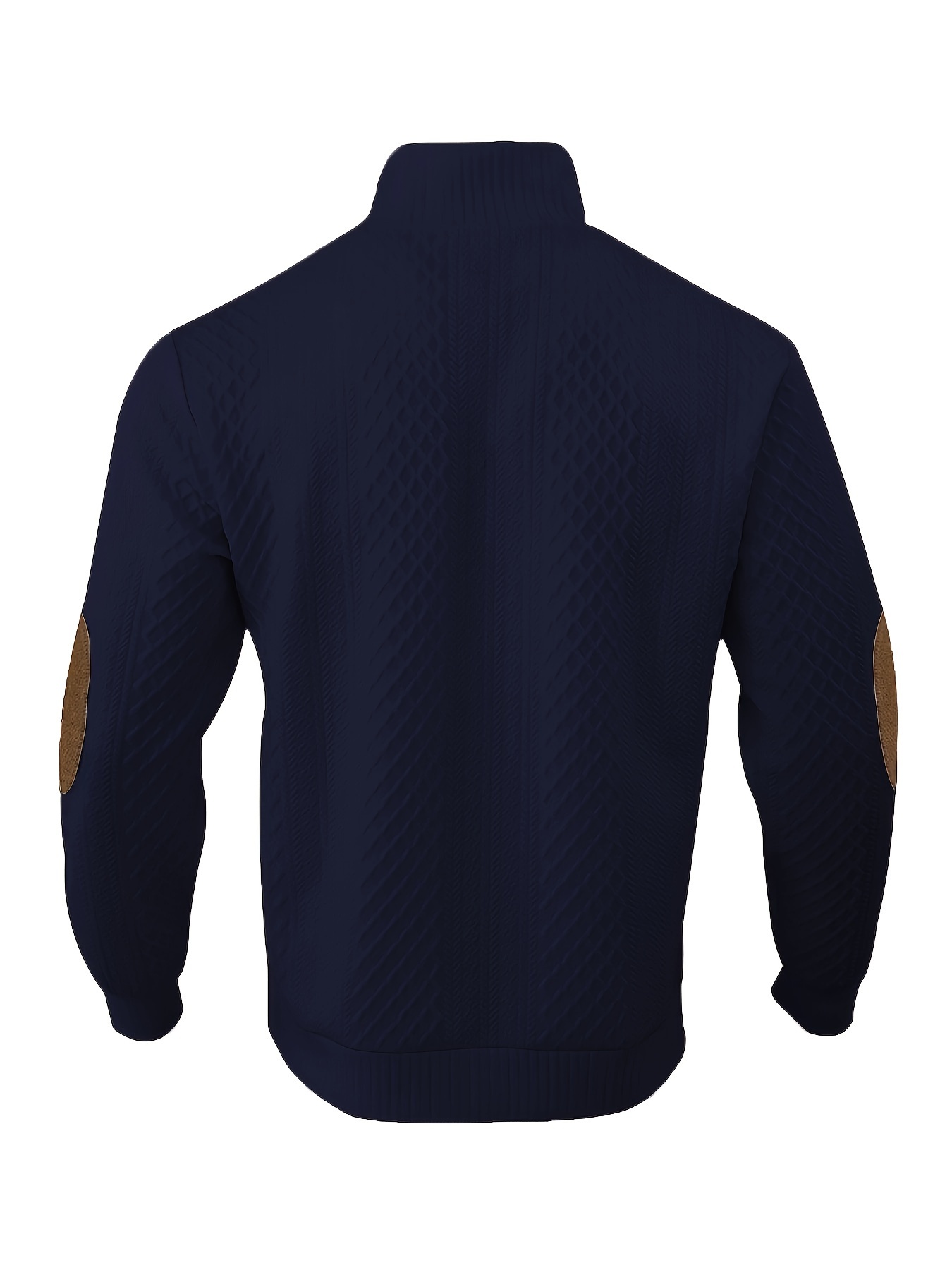 Men's Classic Cable Knit Sweater - Beige Stand Collar Pullover with Button Detail, Long Sleeve Casual Top for Fall/Winter