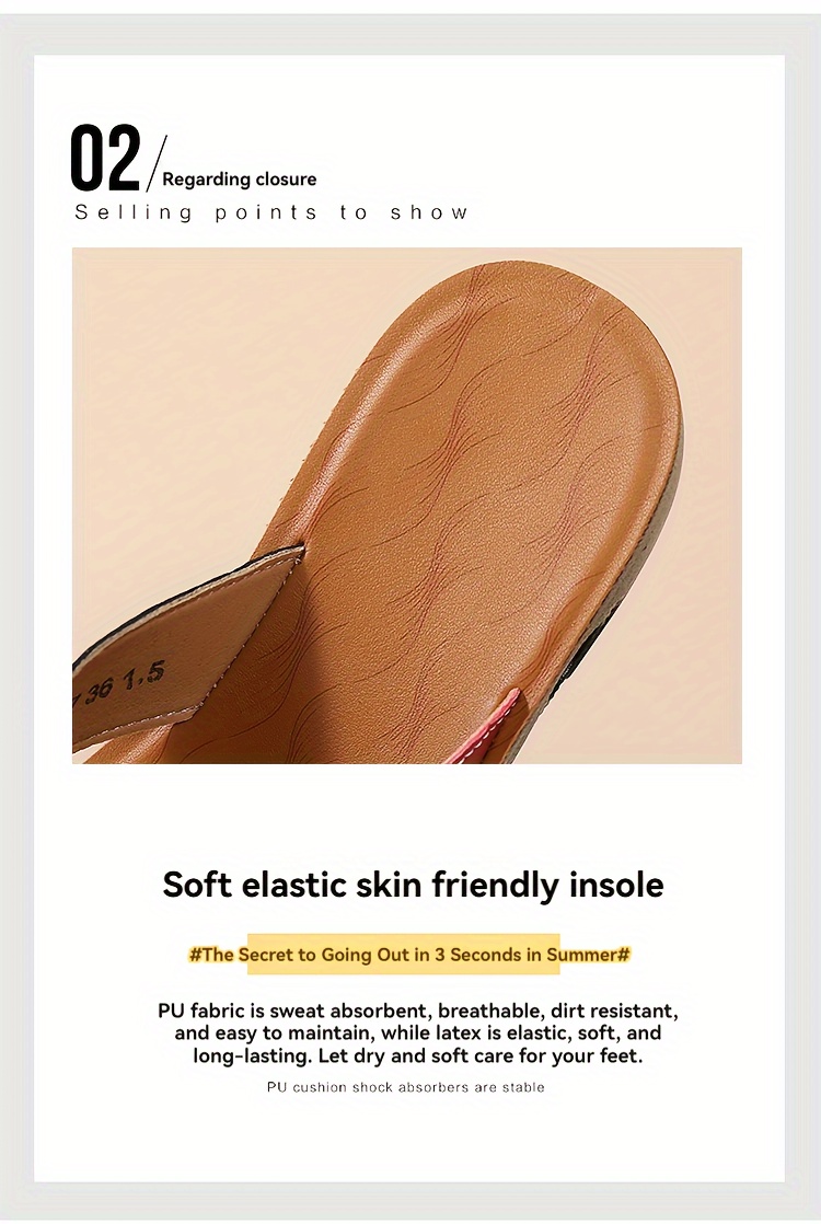 Women's Summer Mary Jane Slip-On Sandals - Thick Non-Slip Sole, Breathable Faux Cover Upper & PU Cushioned Insole - Casual Comfortable Footwear for Beach, Shopping, Errands, Casual Footwear | Playful Design | Synthetic Cover Sandals