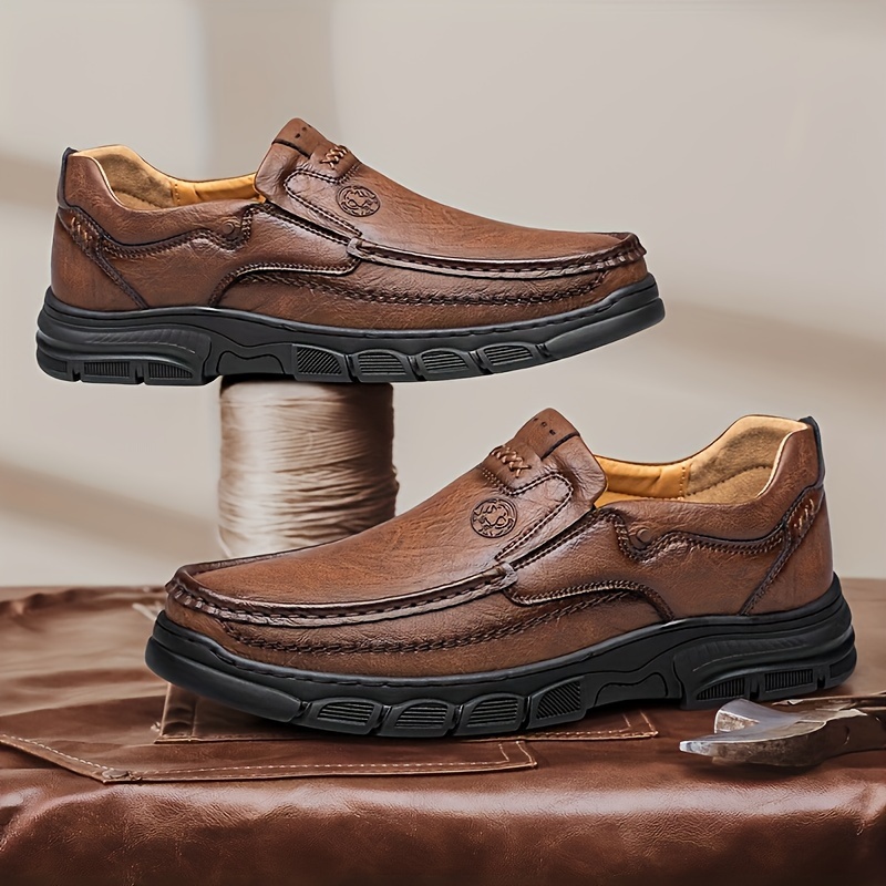CLOHOO Men's Casual Slip-On Loafers - Fashion Minimalist All-Season Shoes with PU Upper & Lining, Rubber Sole, Round Toe Cap for Hiking, Outdoor & Daily Wear