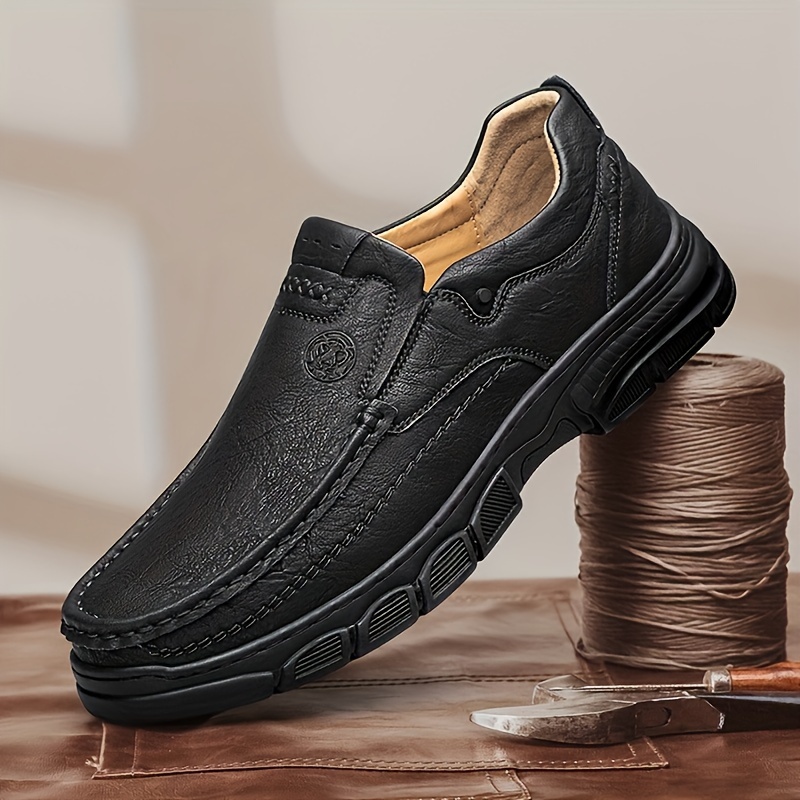 CLOHOO Men's Casual Slip-On Loafers - Fashion Minimalist All-Season Shoes with PU Upper & Lining, Rubber Sole, Round Toe Cap for Hiking, Outdoor & Daily Wear