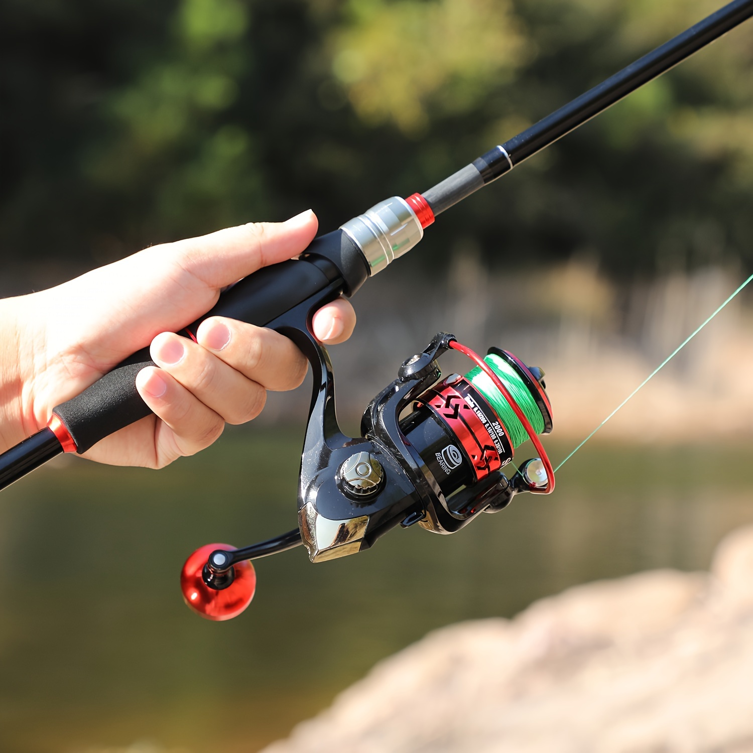 Sougayilang[ For Novice ] Fishing Tackle Full Set, Included 1.8m/6ft 5 Section Carbon Fiber Fishing Rod, 1000-3000 Series Fishing Reel, Fishing Bait, Hook Sinker Accessories (random Color)