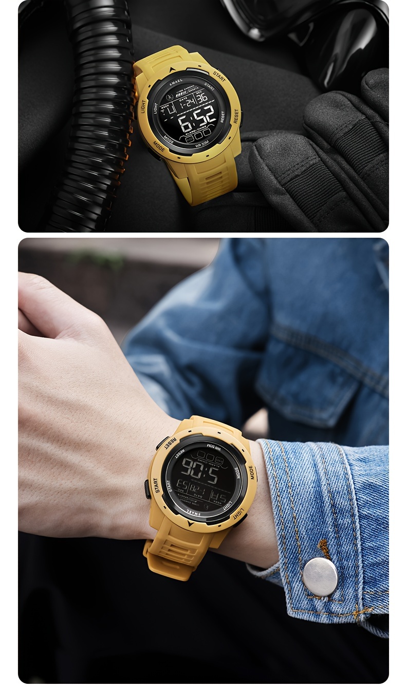 Men's Watch LED Luminous Outdoor Sports 1968.5inch Tactical Military Digital Watch Shockproof Alarm Clock