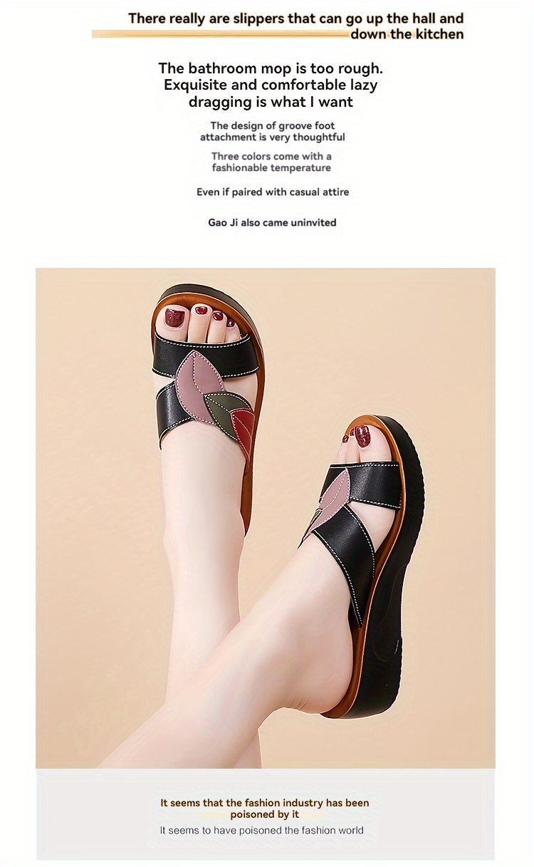 Women's Summer Mary Jane Slip-On Sandals - Thick Non-Slip Sole, Breathable Faux Cover Upper & PU Cushioned Insole - Casual Comfortable Footwear for Beach, Shopping, Errands, Casual Footwear | Playful Design | Synthetic Cover Sandals