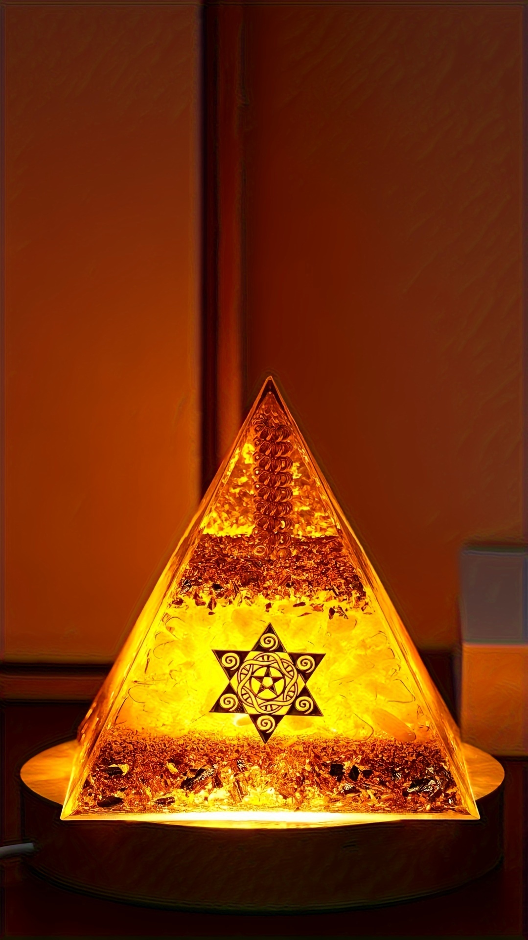 Citrine Wealth Energy Pyramid - Attracts Prosperity & Good Fortune, Perfect for Home & Office Decor, Ideal Gift for Halloween, Christmas, Valentine's, Easter, Mother's Day & Birthdays