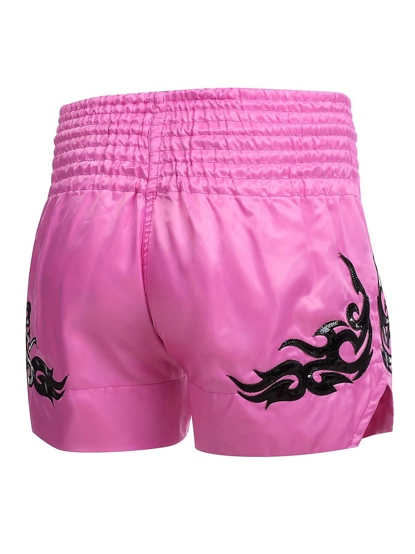 Muay Thai & MMA Fight Shorts - Golden Floral Design, Durable Polyester, Non-Stretch Fabric for Boxing, Combat Sports Training & Competition - Black