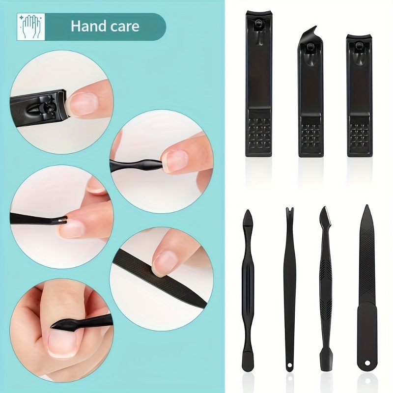 10pcs Deluxe Manicure & Pedicure Set - Ultra Sharp Stainless Steel Nail Clippers, Scissors, File, and Grooming Tools in Stylish Black & Red Case - Professional Quality Kit for Perfect Fingernails & Toenails, Full Set, Sturdy