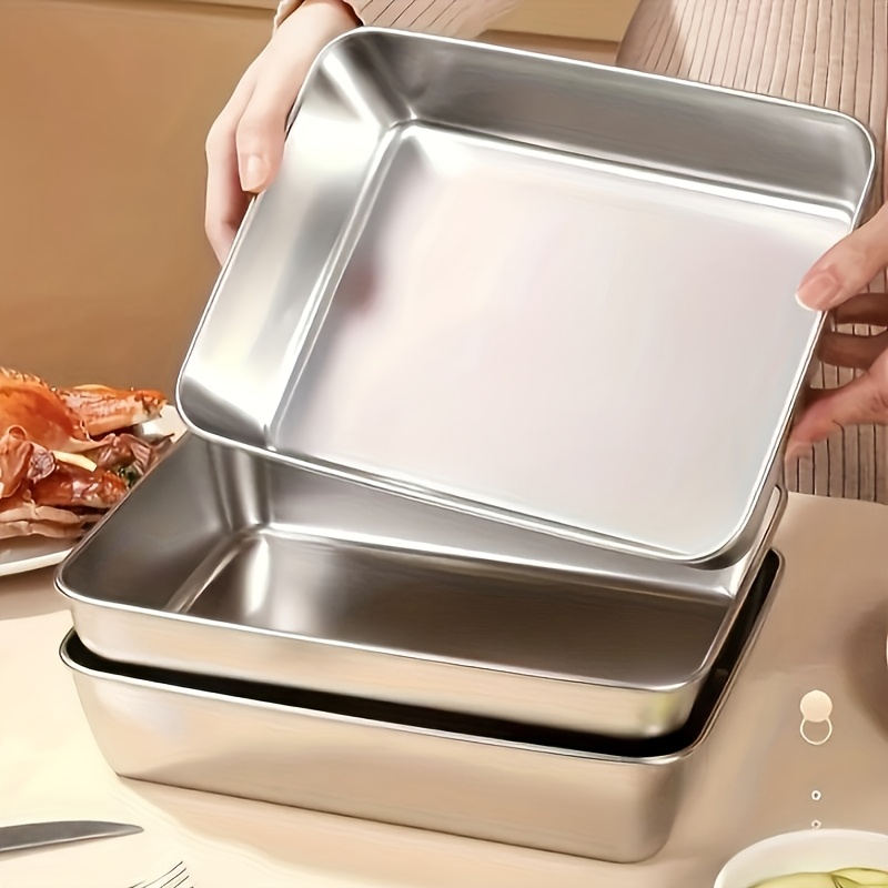 6pcs/set Large Stainless Steel Square Food Storage Containers with Transparent Lids - Leak Proof, Stackable, Perfect for Meat, Fruits, and Vegetables - Ideal Kitchen Organizer for Home and Outdoor Use