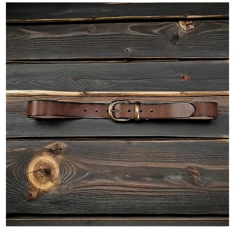 Leather Belt for Men and Women, Pure Cowhide, Retro and Versatile, Denim Belt with Top Layer Cowhide, Old Copper Buckle, Trendy and Cool, Valentine's Day