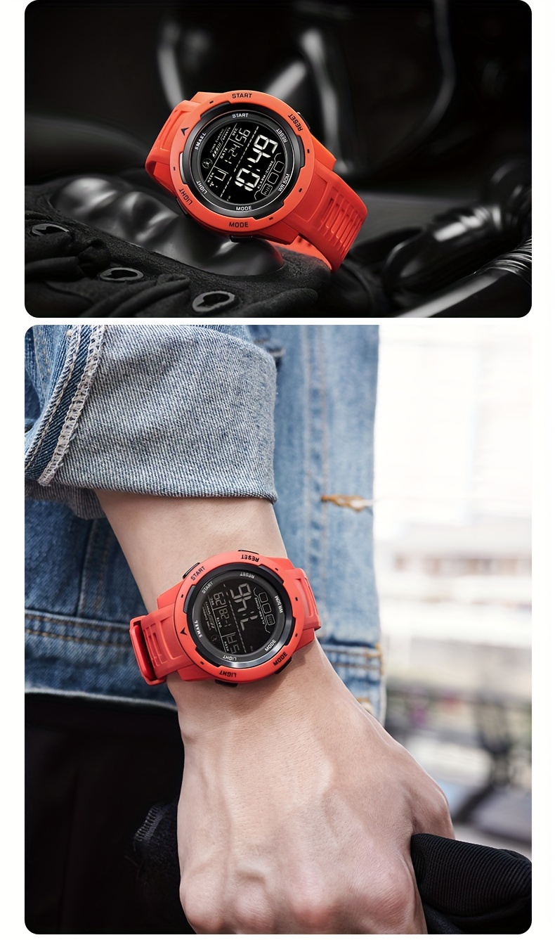 Men's Watch LED Luminous Outdoor Sports 1968.5inch Tactical Military Digital Watch Shockproof Alarm Clock