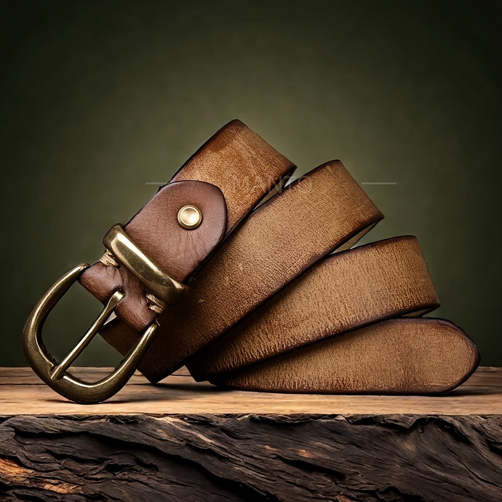 Leather Belt for Men and Women, Pure Cowhide, Retro and Versatile, Denim Belt with Top Layer Cowhide, Old Copper Buckle, Trendy and Cool, Valentine's Day